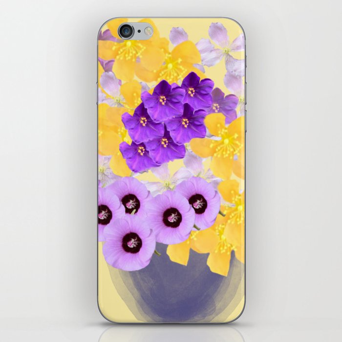 Flowers in a purple bowl iPhone Skin