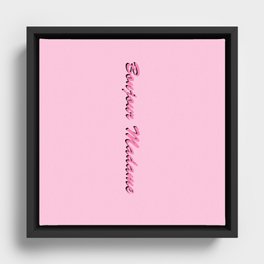 Bonjour Madame Pink - Typographic Retro Nostalgic Minimalistic Art Design Pattern Framed Canvas
