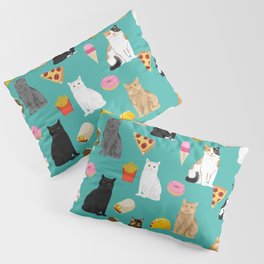 Cat breeds junk foods ice cream pizza tacos donuts purritos feline fans gifts Pillow Sham