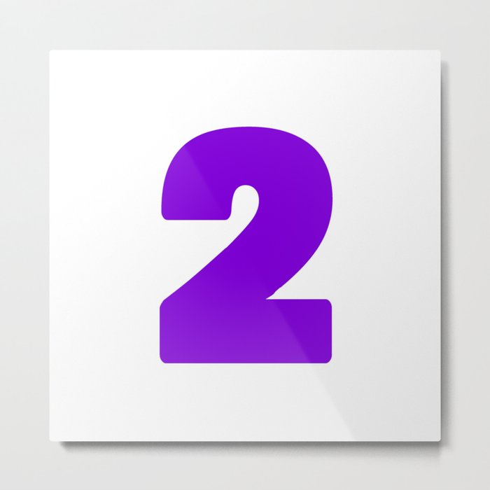 2 (Violet & White Number) Metal Print