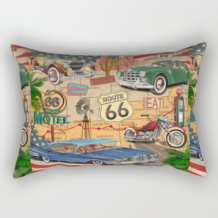 Vintage Route 66 poster. Rectangular Pillow