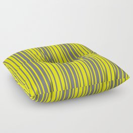 [ Thumbnail: Yellow and Dim Grey Colored Stripes/Lines Pattern Floor Pillow ]