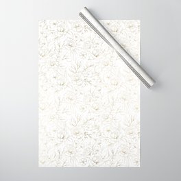 Elegant simple modern faux gold white floral Wrapping Paper