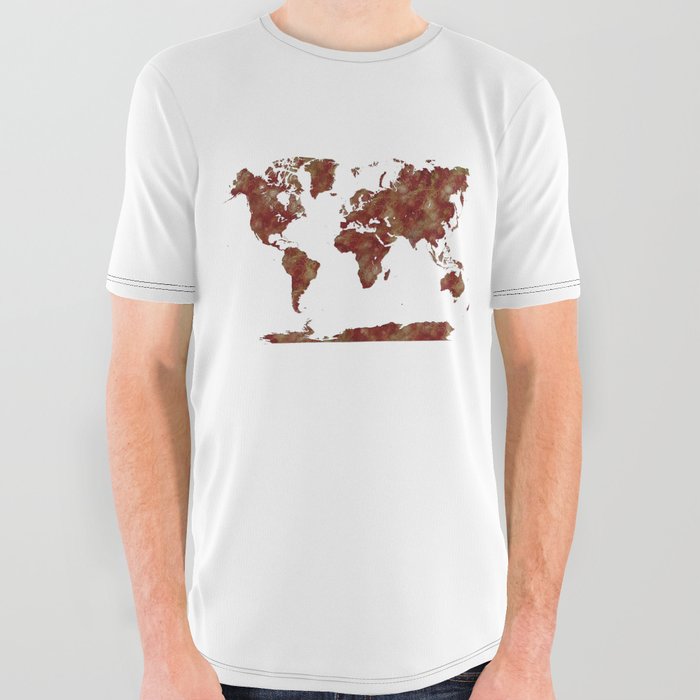 watercolor world map All Over Graphic Tee