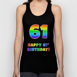 [ Thumbnail: HAPPY 61ST BIRTHDAY - Multicolored Rainbow Spectrum Gradient Tank Top ]