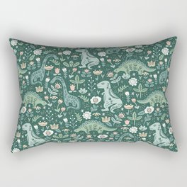 Folk Floral Dinosaur Rectangular Pillow