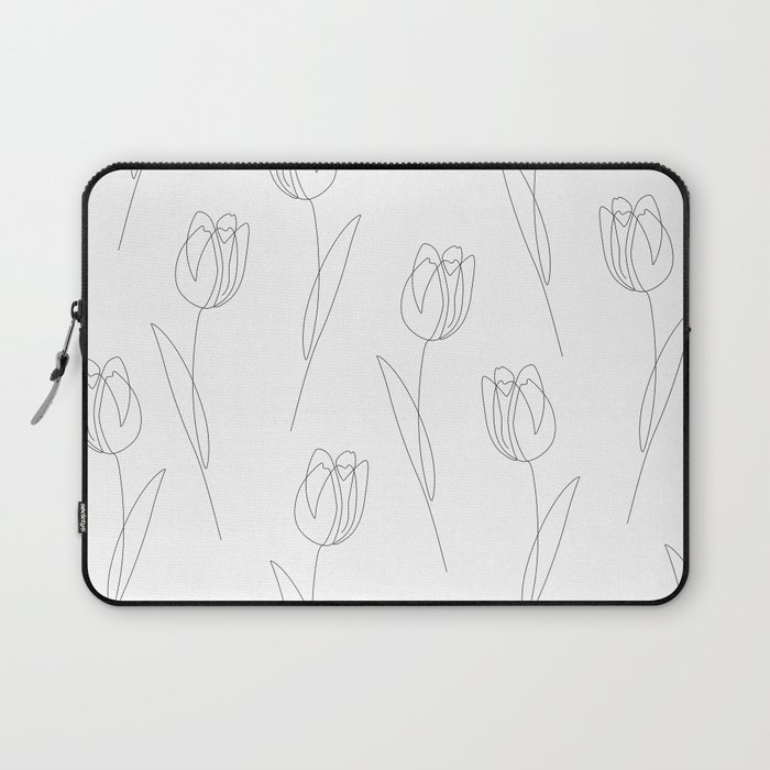 White Tulip / single flower line drawing Laptop Sleeve