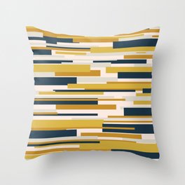 Wright Mid-Century Modern Abstract in Mustard Yellow, Navy Blue, Pale Blush Throw Pillow