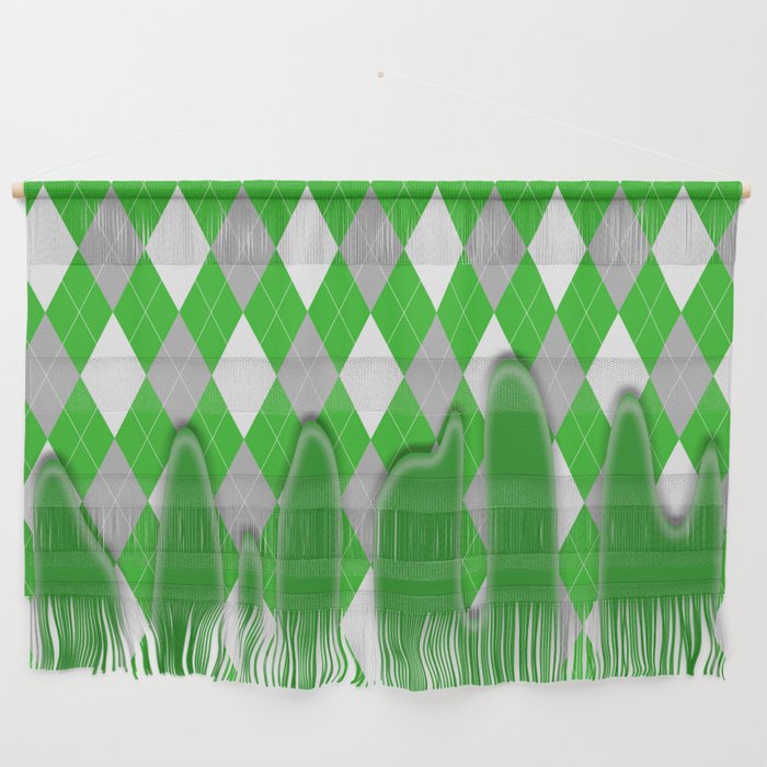Green Silver Plaid Dripping Collection Wall Hanging