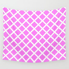 Lattice Trellis Diamond Geometric Pattern Rose Pink and White Wall Tapestry