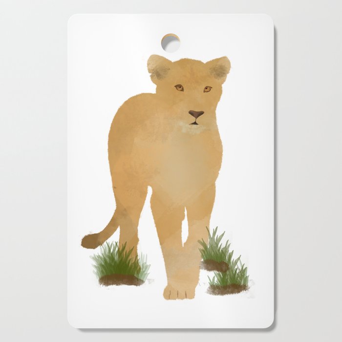 Watercolor Lioness Stalking Cutting Board