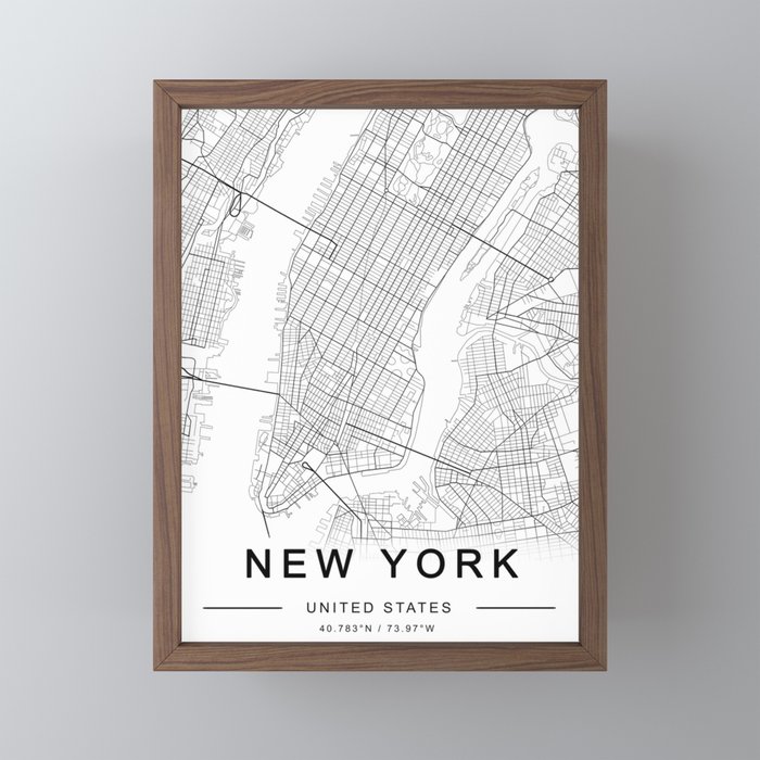Framed New York City Map Dyptich, Wall Art