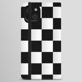 CHESS BOARD. BLACK AND WHITE CHECKER. iPhone Wallet Case