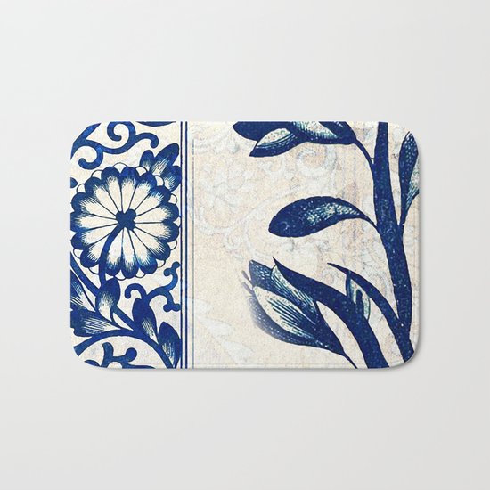Blue Oriental Vintage Tile 03 Bath Mat