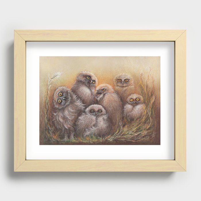 Burrowing owl funny family Recessed Framed Print