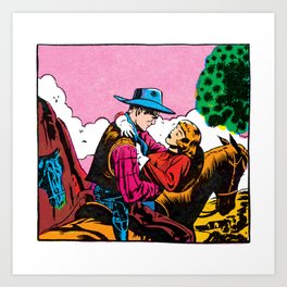 Western Romance Retro Art Print