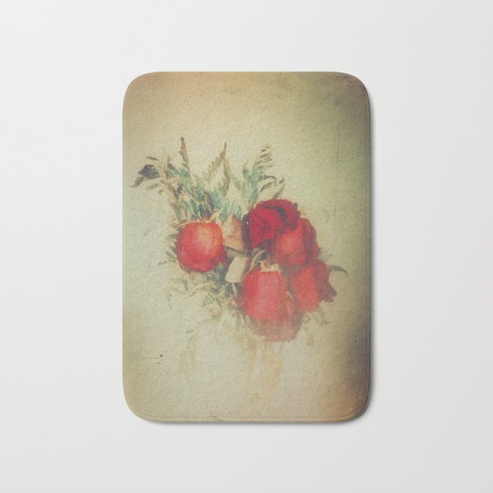 Vintage Red Roses Bath Mat