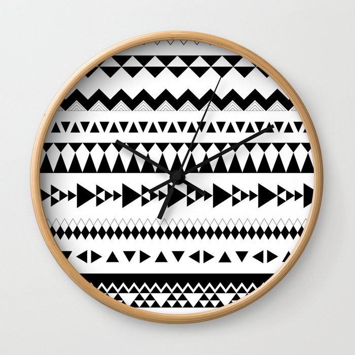 Triangles and more triangles, black Wall Clock