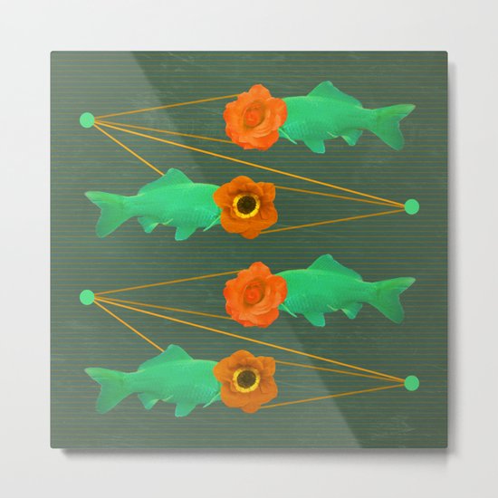 fishes and flowers color option Metal Print