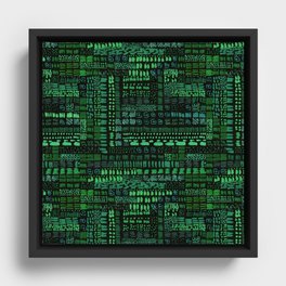 emerald green ink marks hand-drawn collection Framed Canvas