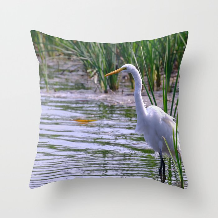 Great Egret (Ardea alba) Throw Pillow