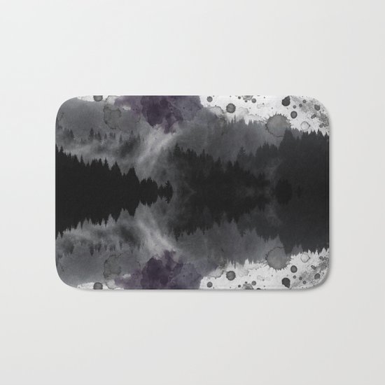 Watercolor forest reflections -abstract Bath Mat