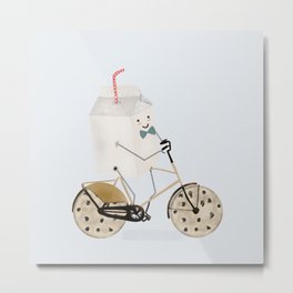 milk and cookies Metal Print | Coffeehousedecor, Travel, Curated, Children, Bikes, Illustrations, Whimsical, Colorful, Acrylic, Milkandcookies 