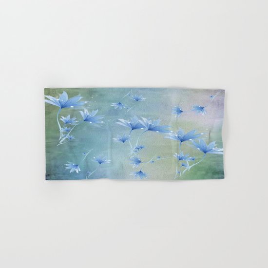 Fantasy Floating Blue Flowers Abstract Hand & Bath Towel