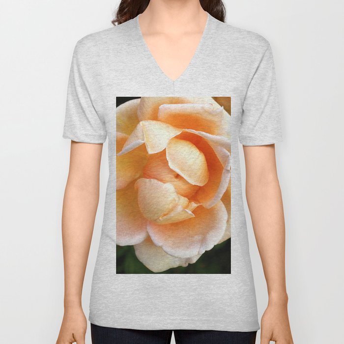 Orange Cream Rose V Neck T Shirt