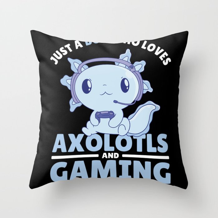 Just A Boy Who Loves Axolotls And Gaming Throw Pillow