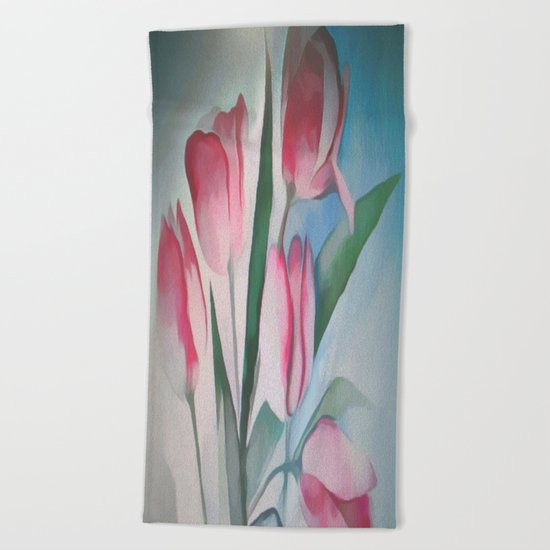 Spring Tulips Beach Towel