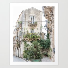 Streets of Syracuse Italy | Botanical cityscape Italian buildings | Travel photography Art Print