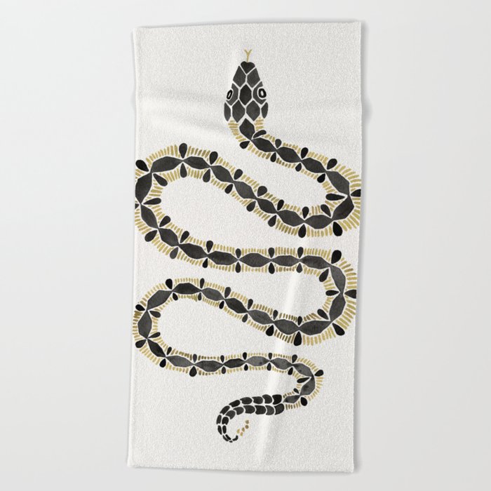 Serpent – Black & Gold Beach Towel