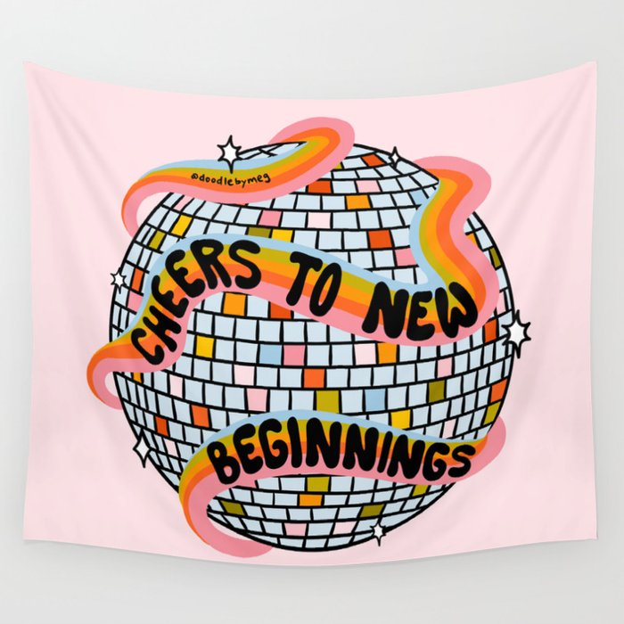 Cheers to New Beginnings Wall Tapestry