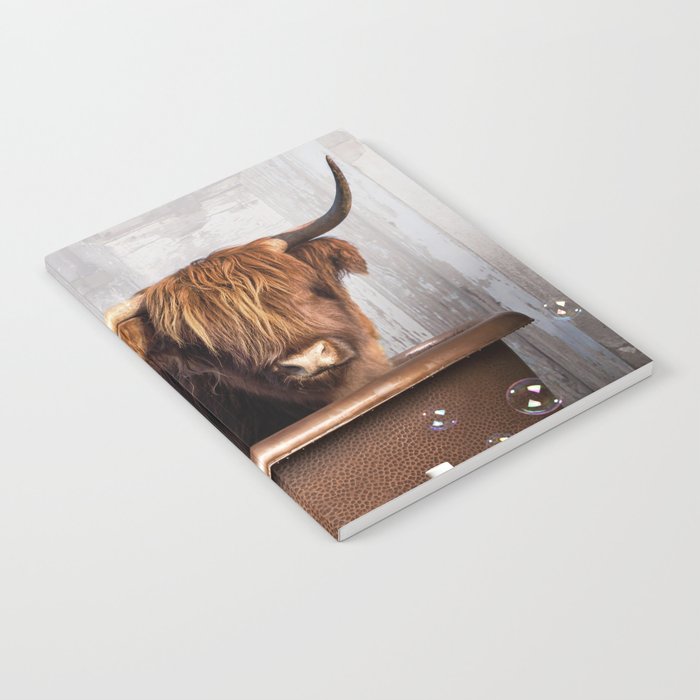 Highland Cow in the Tub Notebook