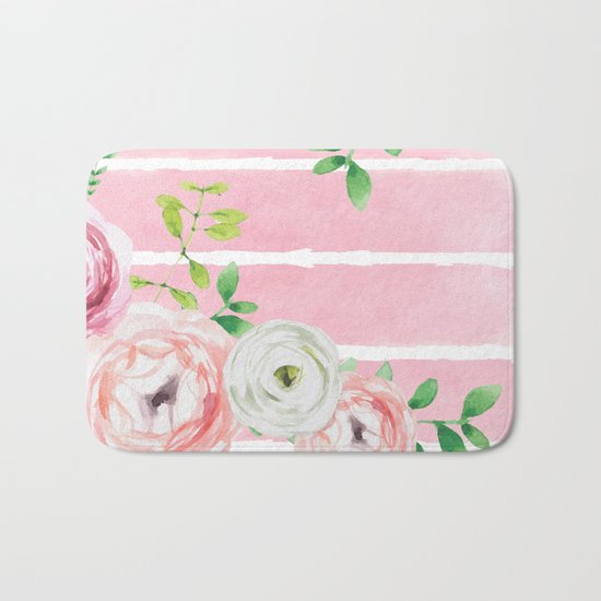 FLOWERS WATERCOLOR 4 Bath Mat