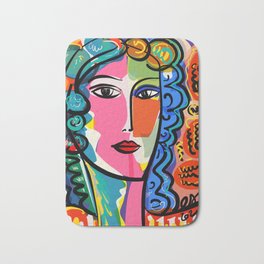 French Portrait Colorful Woman Fauvism by Emmanuel Signorino Bath Mat