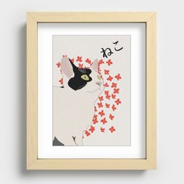 Curious white cat Recessed Framed Print