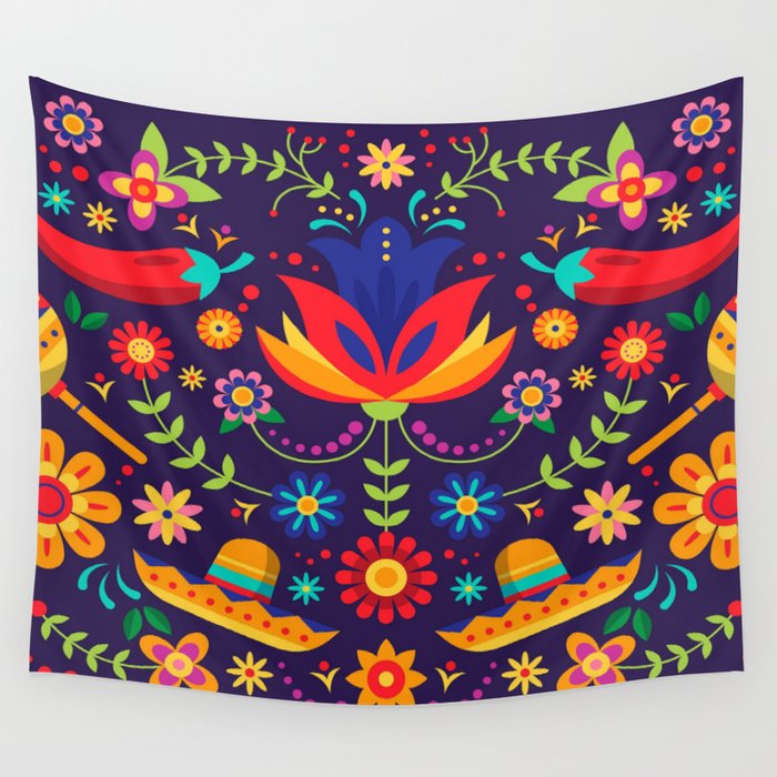 Mexican Embroidery Wall Tapestry