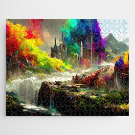 Medieval Town in a Fantasy Colorful World Jigsaw Puzzle