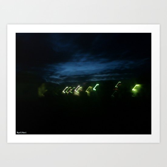 sunset with electricity Art Print