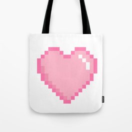 Pink Love 8 Bit Pixel Heart Tote Bag