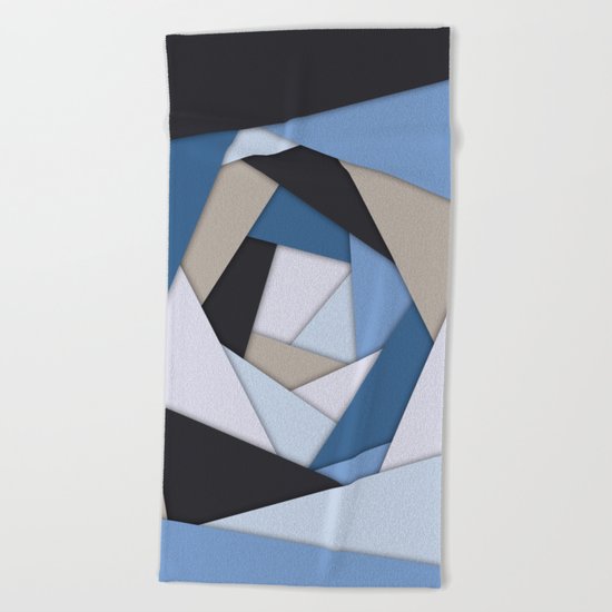 Abstract Blues Geometric Layers Beach Towel