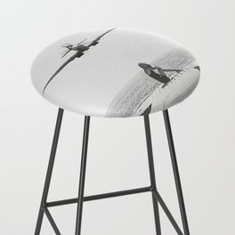 Steady As She Goes; aircraft coming in for an island landing black and white photography- photographs Bar Stool