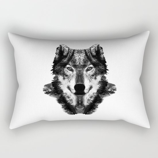 The Black Forest Wolf Rectangular Pillow