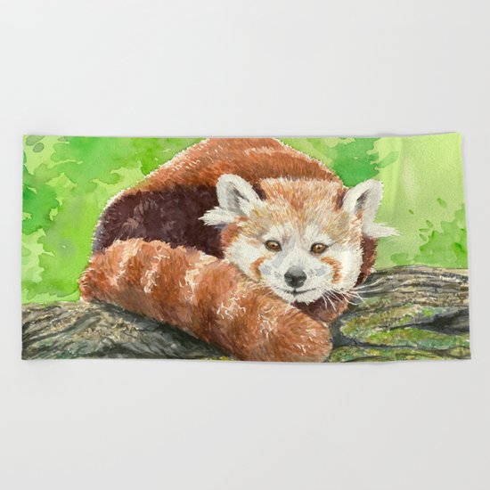 Red panda Beach Towel