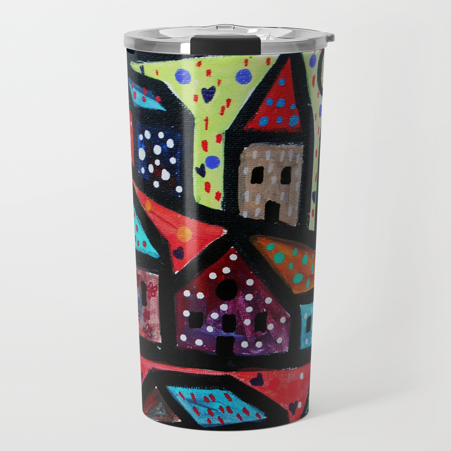 Mexican Folk Art Town Houses Painting Travel Mug By Prisarts Society6