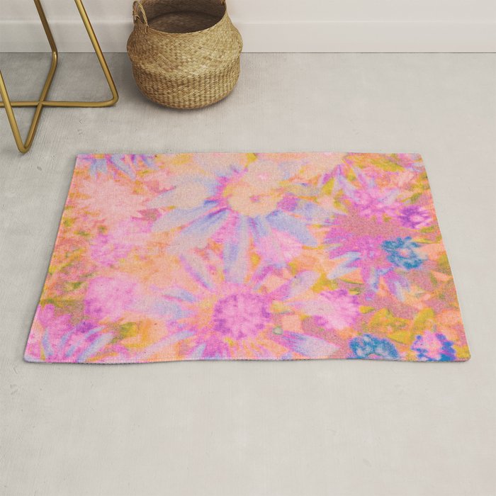 far out! pink floral tie dye Rug by sunshinecanteen Society6
