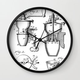 Coffee Mill Patent - Coffee Shop Art - Black And White Wall Clock | White, Patent, Coffee, Coffeemillpatent, Coffeegrinder, Coffeeshop, Blackandwhite, Barista, Coffeebeans, Coffeemill 