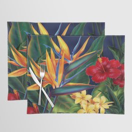 Tropical Paradise Hawaiian Floral Illustration Placemat